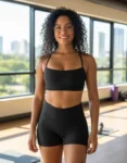 Kit 2 Tops Com Fecho + 2 Bermudas Moda Fitness Academia